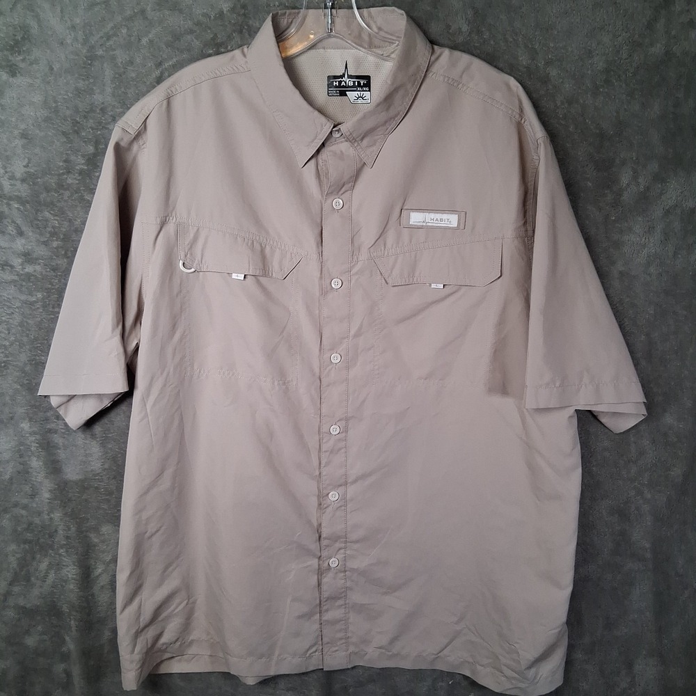 Habit River Guide Fishing Shirt Men Size XL Atmosphere Beige UPF Outdoor